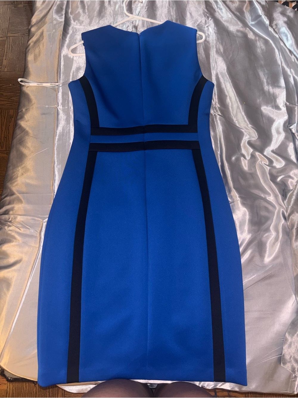 Calvin Klein Cobalt Blue Sheath Dress with Black Paneling